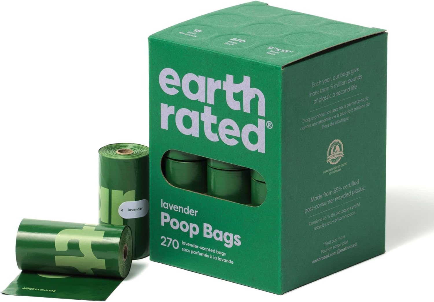 Earth Rated Dog waste bags, 270 pieces, lavender scented