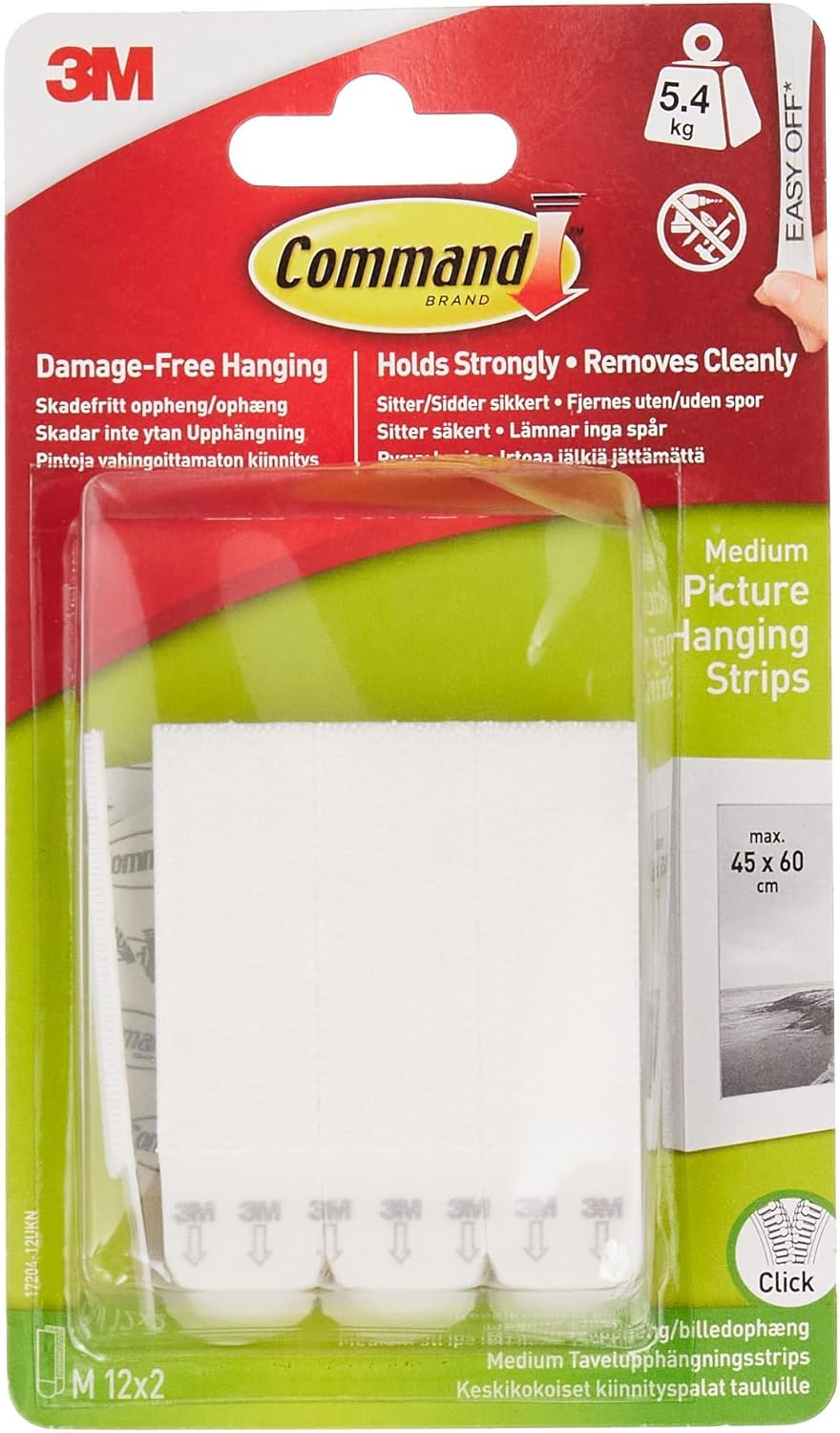 Command 17204-12ES Medium Picture Hanging Strips Value Pack, White