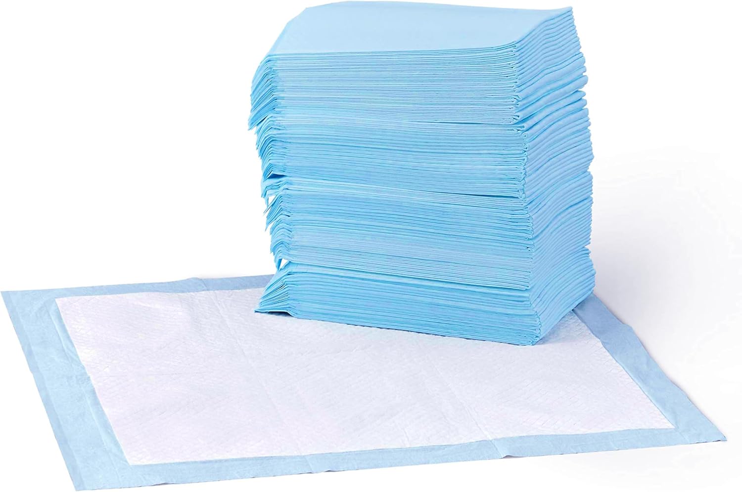 Amazon Basics Training Pads for Dogs and Puppies, Leak-Proof 5-Layer Design with Quick Dry Surface, Regular, Blue, Pack of 50