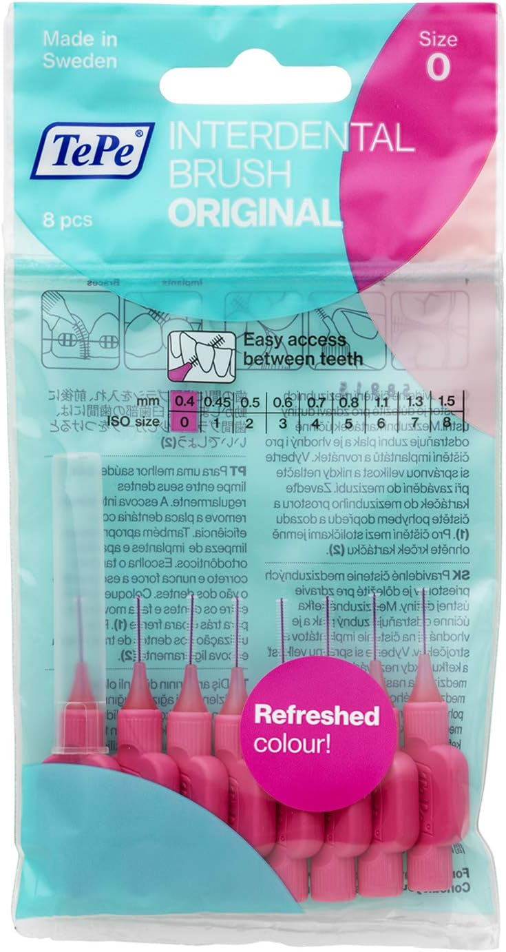 TePe Pink 0.4 mm Size 0 Original Interdental Brush - Pack of 8