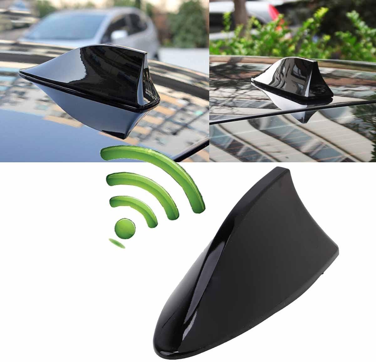 Possbay Car Shark Fin Antenna Aerial Universal AM FM Radio Signal For Auto SUV Truck Van with Adhesive Base (Black)