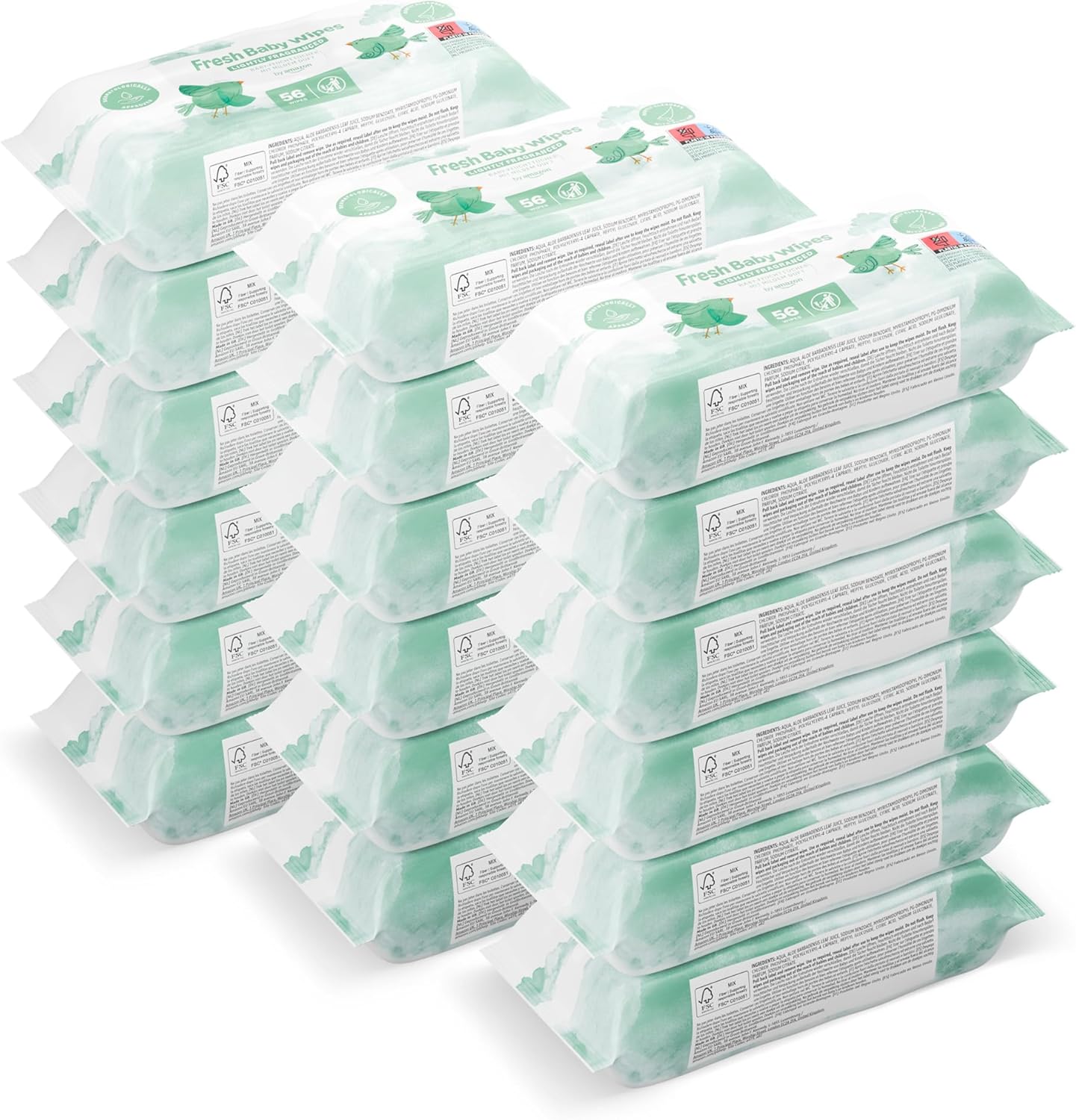 Amazon Brand - Mama Bear Fresh Baby Wipes, Aloe Vera, 1008 Count (18 Packs of 56), Packaging May Vary