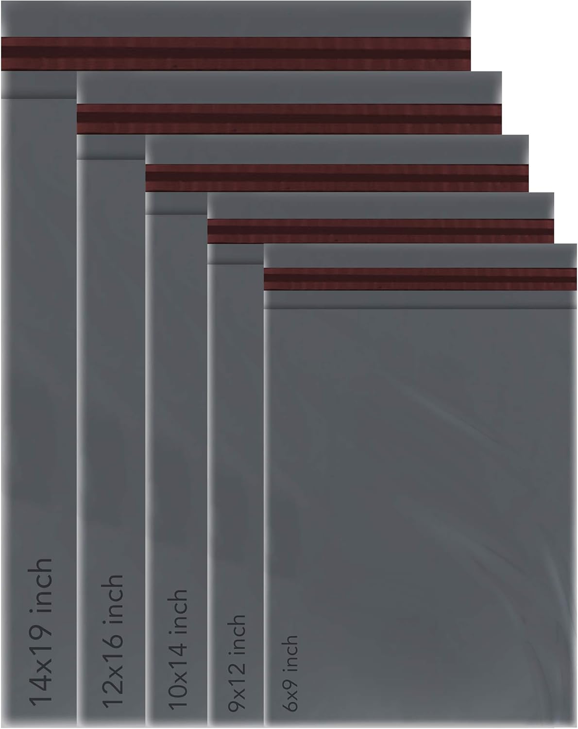 50 Mixed Grey Mailing Poly Postal Self Seal Bags 5 Sizes 10 from Each iSOUL Small to Large Postage Packaging Assorted Mailers Posting Shipping Post Parcels Package Bags