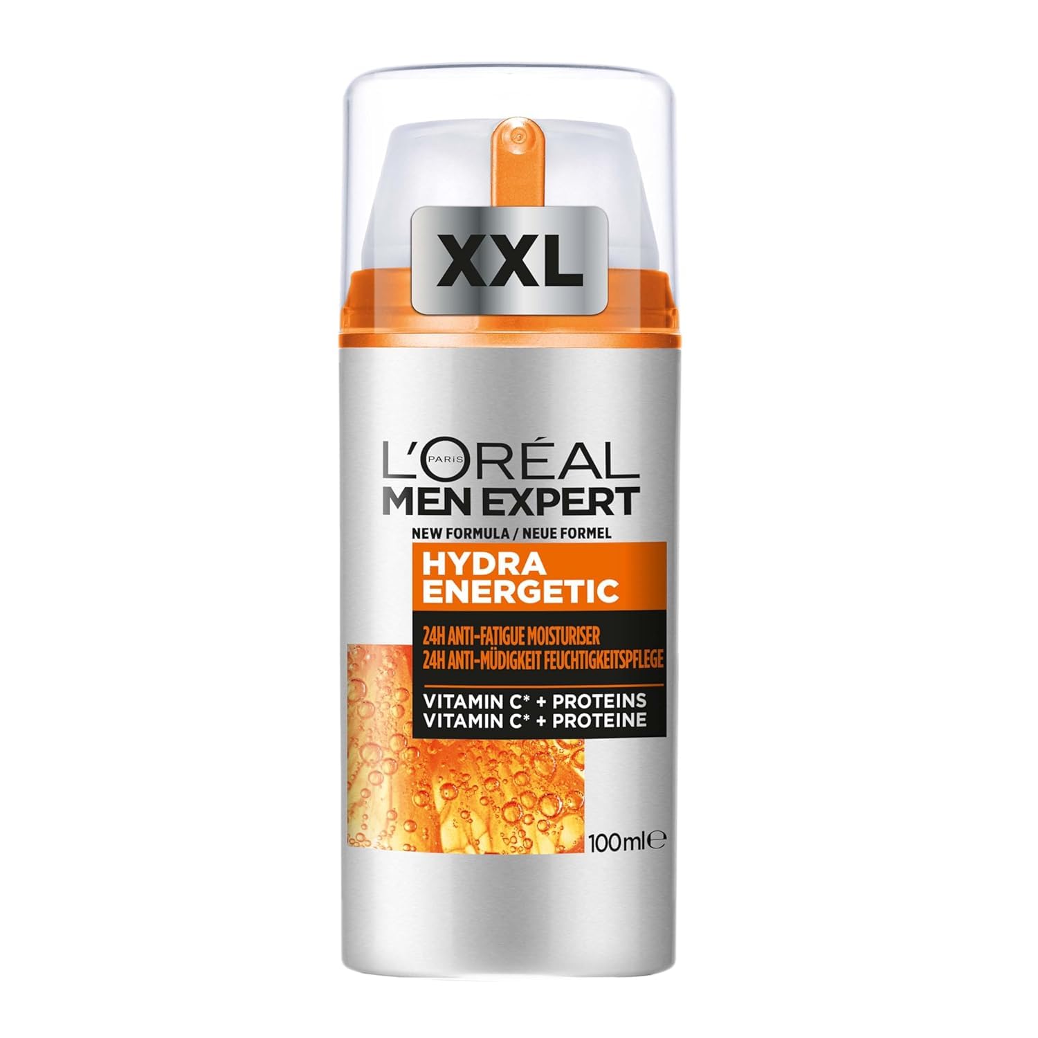 L'Oréal Men Expert Face Care for Men, Moisturising Cream with Guarana and Vitamin C, Hydra Energy Moisturiser 24H Anti-Fatigue XXL, 1 x 100 ml