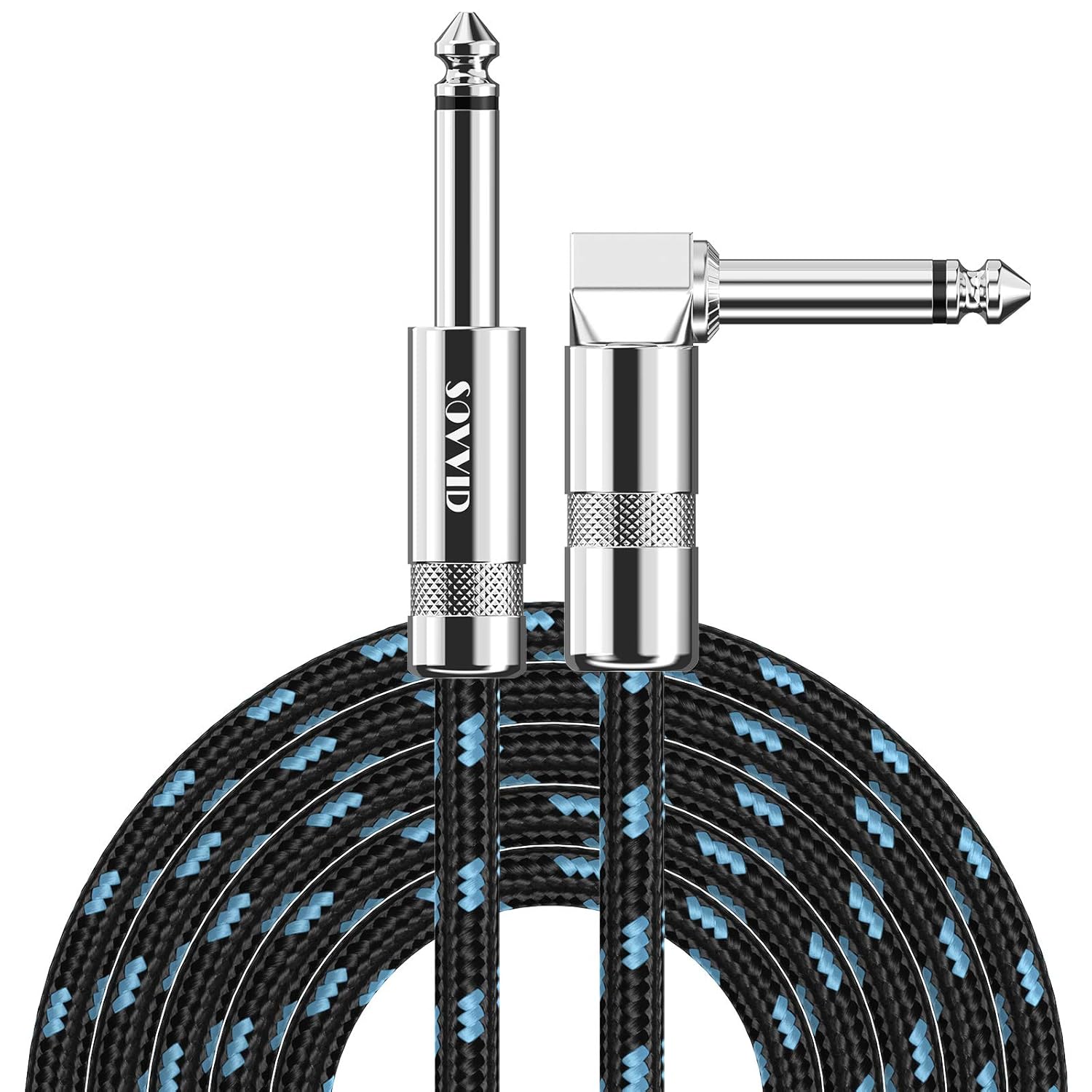 Professional Guitar Cable 3M/10FT, Braided Guitar Lead Instrument Cables 6.35mm 1/4 Inch Jack Cord for Electric Guitar Bass, Amp, Speaker, Keyboard, Mandolin, Pro Audio (Black Blue)