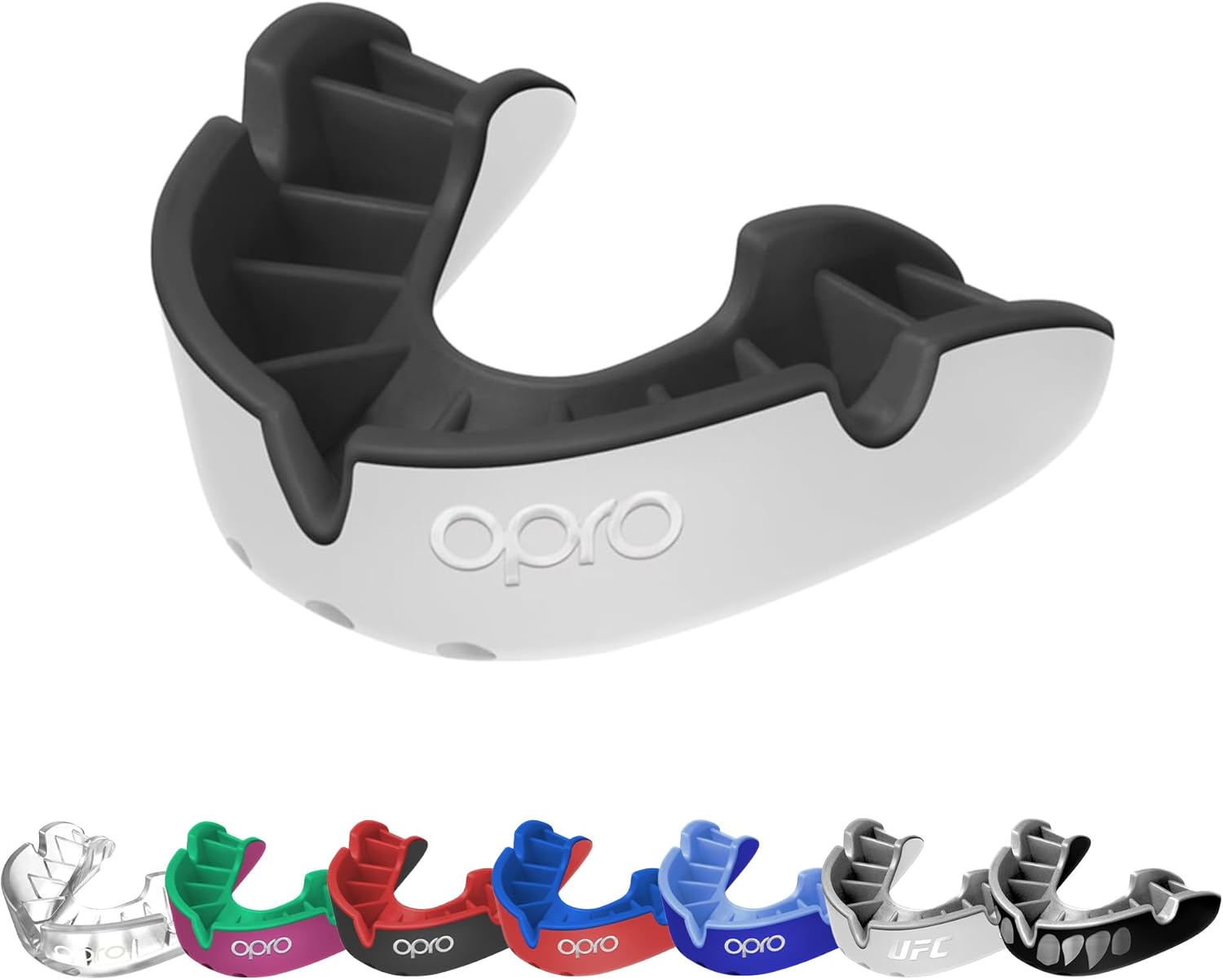 OPRO Mouth Guard - Silver Level Mouth Guard for Boxing, Martial Arts, MMA, Adults & Kids - Self Adjusting Splint for Hockey, Kickboxing, Rugby - Essential Fit - Dental Guarantee