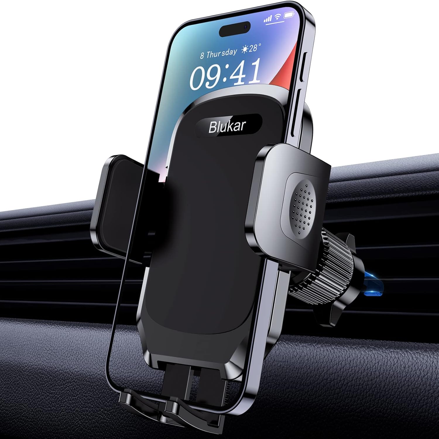 Blukar Car Phone Holder, Air Vent Car Phone Mount Cradle 360° Rotation - Upgraded Super Stable Hook Clip - One Button Release Holder for iPhone, Galaxy, All 4.0''-6.7'' Smartphones