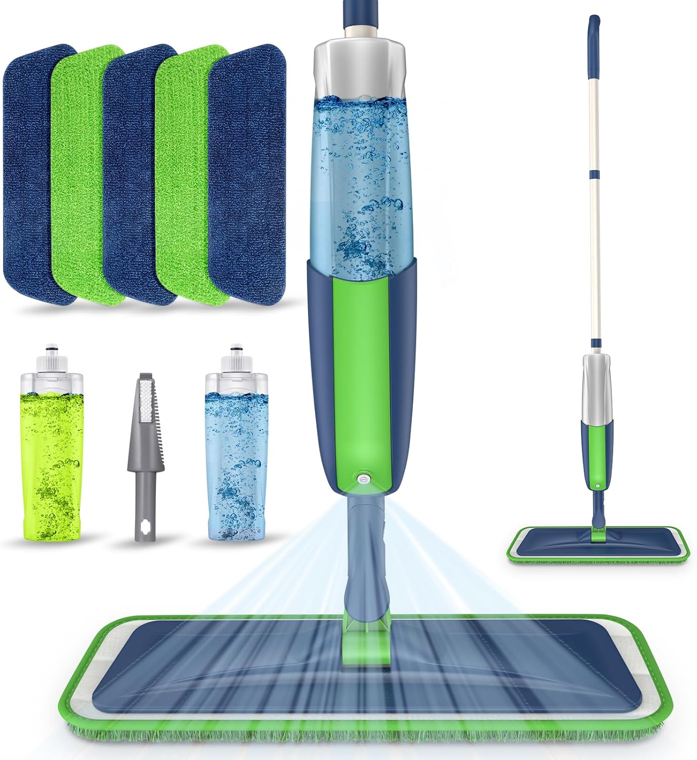 Spray Mop Microfiber Floor Mop for Floor Cleaning - MEXERRIS Wet Mop Dust Mop with 2 Refillable Bottles and 5 Microfiber Pads, Floor Cleaning Mop for Hardwood, Laminate, Vinyl, Ceramic, Floor Cleaning