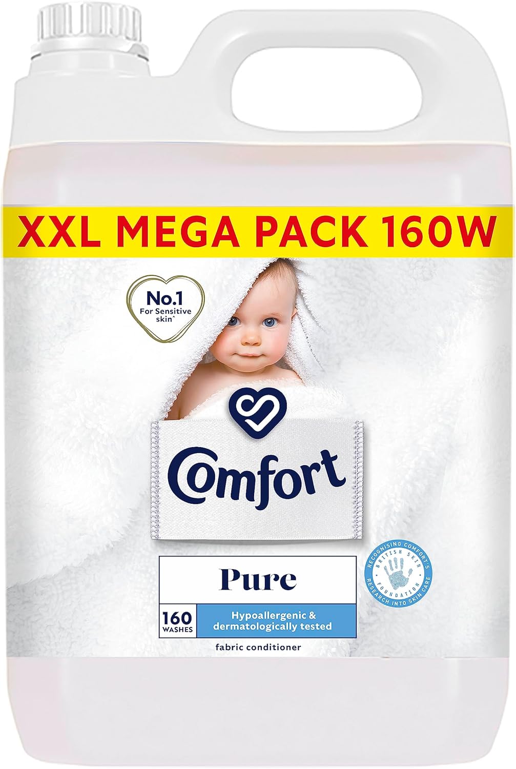Comfort Pure Sensitive Fabric Softener, Dermatologically Tested, Gentle on Sensitive Skin, 160 Washes (4.8 L)