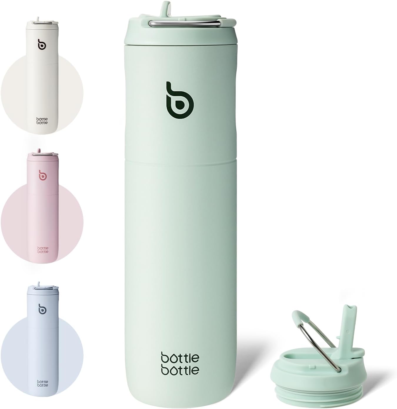 BOTTLE BOTTLE Insulated Stainless Steel Water Bottle 750 ml with Straw, Lid and Handle – Leak-Proof, Bisphenol A (BPA)-Free, Double Walled – Ideal for Sports, Travel and Fitness (Green)