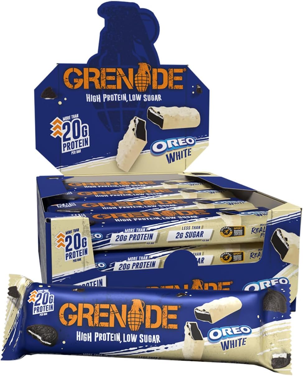 Grenade Protein Rich Low Sugar Bar, OREO White, 12 x 60 g