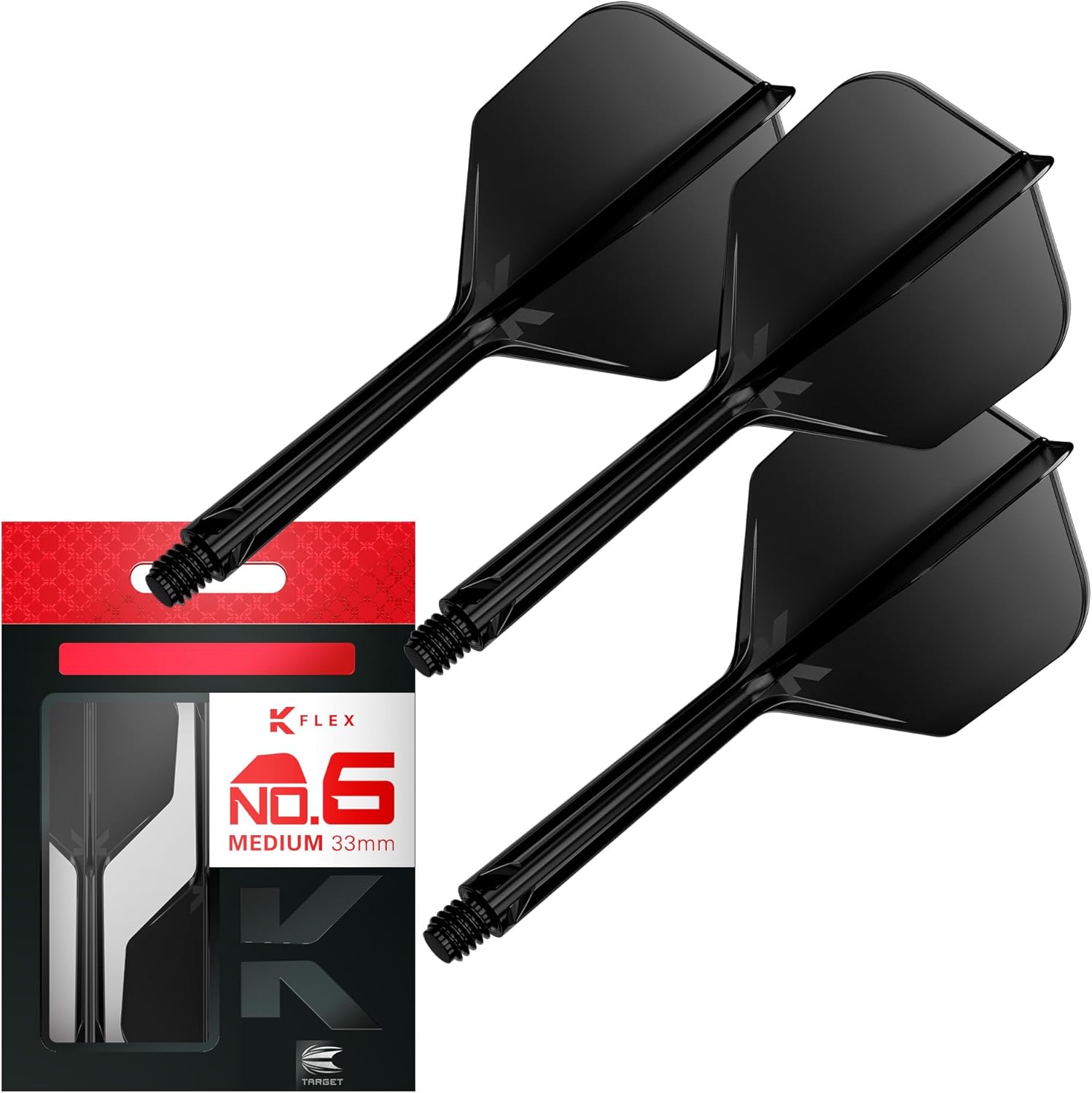 Target Darts K Flex Integrated Dart Flights And Shafts, No.6 | Pack Of 3 K-Flex - No6, Kflex All In One Moulded Dart Flight & Stem Lengths: Short, Intermediate & Medium | Professional Dart Accessories