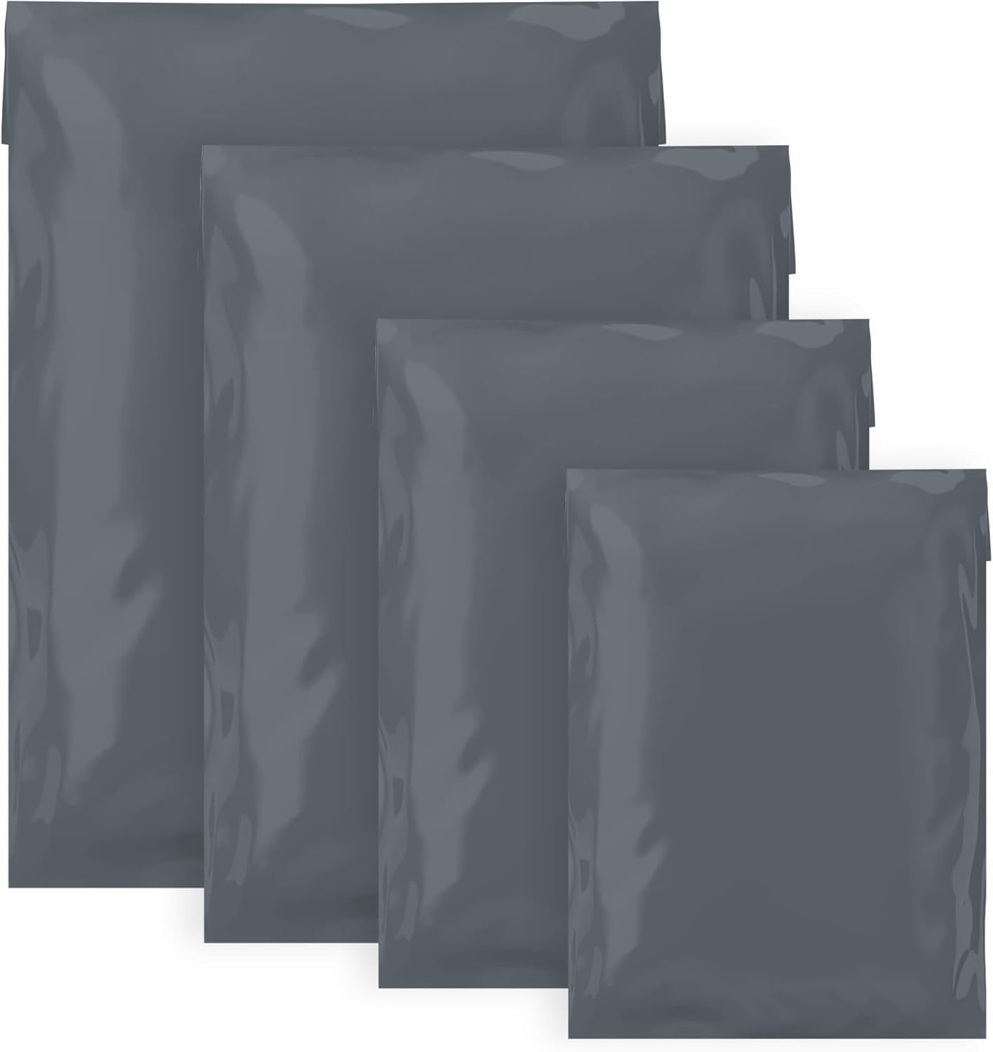 Double Dragon 60 Mixed Size Self-Seal Mailer Bags | Tamper-Proof Plastic Packaging for Mailing, Postage, Shipping & Delivery | Grey (4 Sizes | Small to Large | 15 Each)
