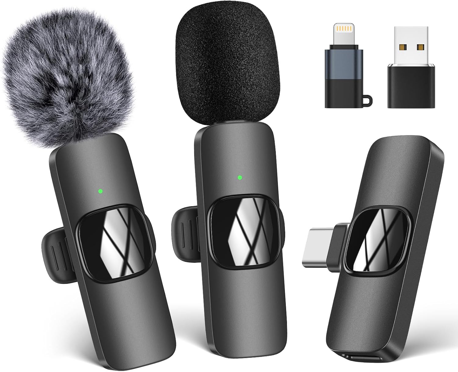 HMKCH Wireless Lavalier Microphone for Mobile Phone/iPhone/Computer, Wireless USB C Lapel Microphone for Video Recording, Vlog, TikTok, YouTube, Noise Reduction, Plug Play Clip on Microphone Sets