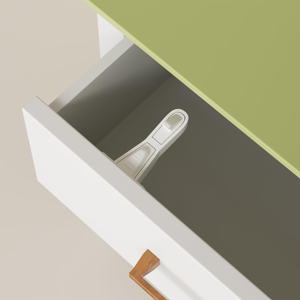 SAFELON 12 Pcs Baby Safety Cabinet Locks Childproof Drawer Locks with Screws, Kids Latch for Drawers and Cabinets (White)