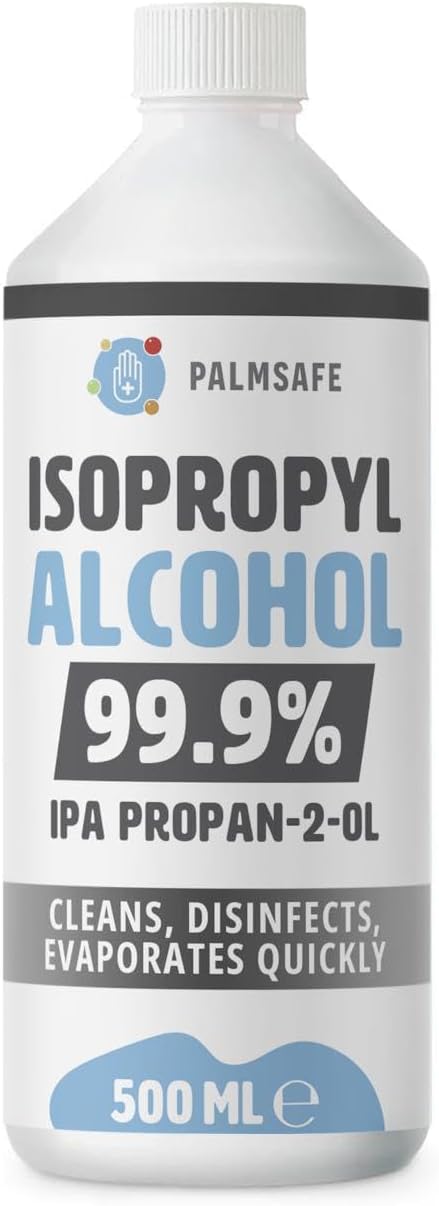 Isopropanol Alcohol IPA 99.99% 500ml Disinfectant for Household, Hospitals Office - Electronics, Stains, Grease, Glue and Paint Cleaner Easy Pour
